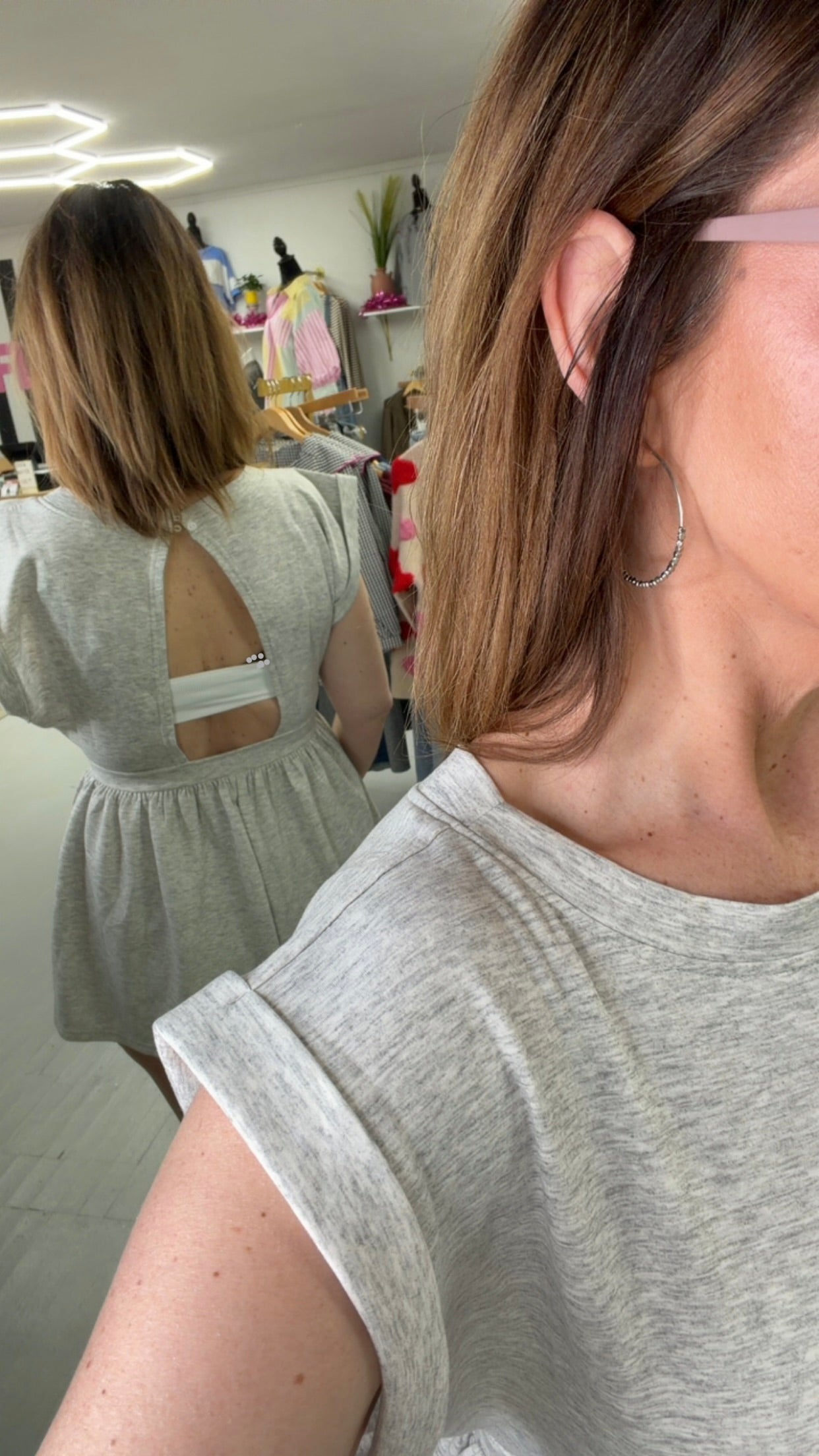Be Right Back Open Back Romper {Heather Gray}