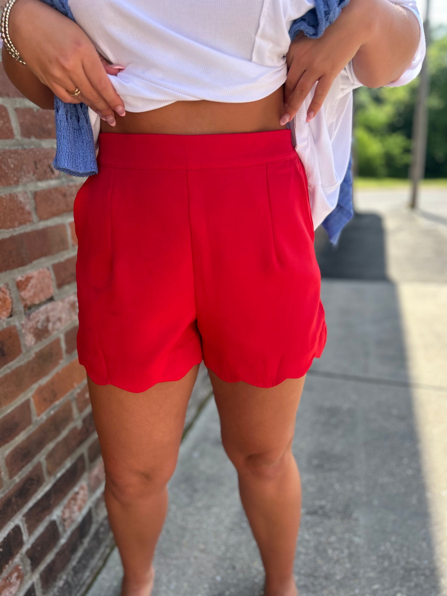 Feel The Fire Scalloped Shorts