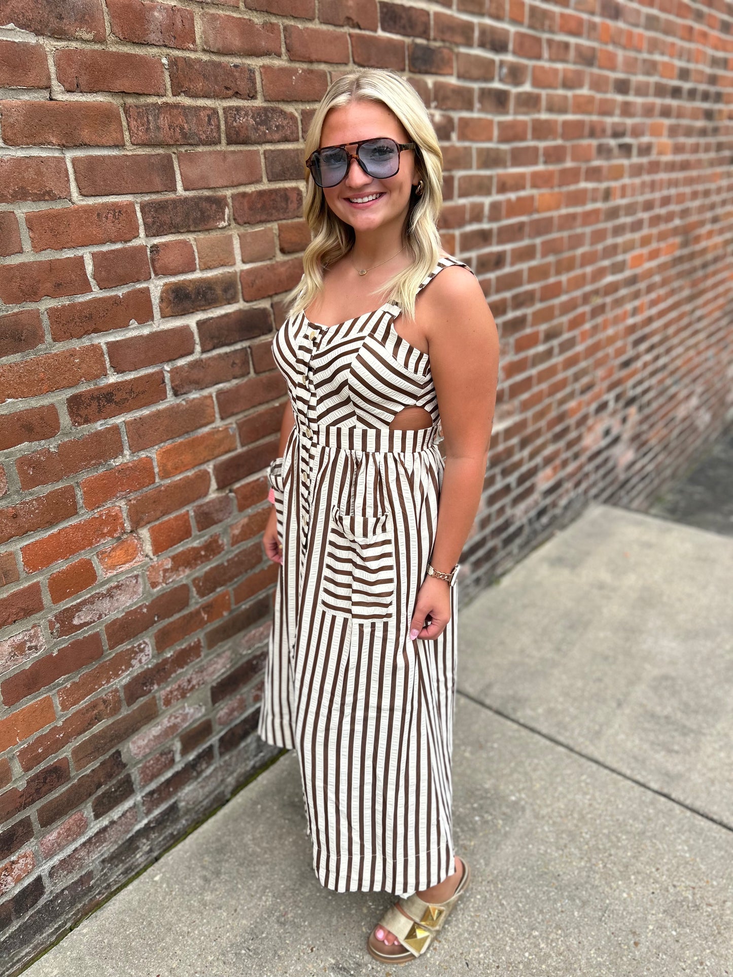 She's The One Striped Midi Dress