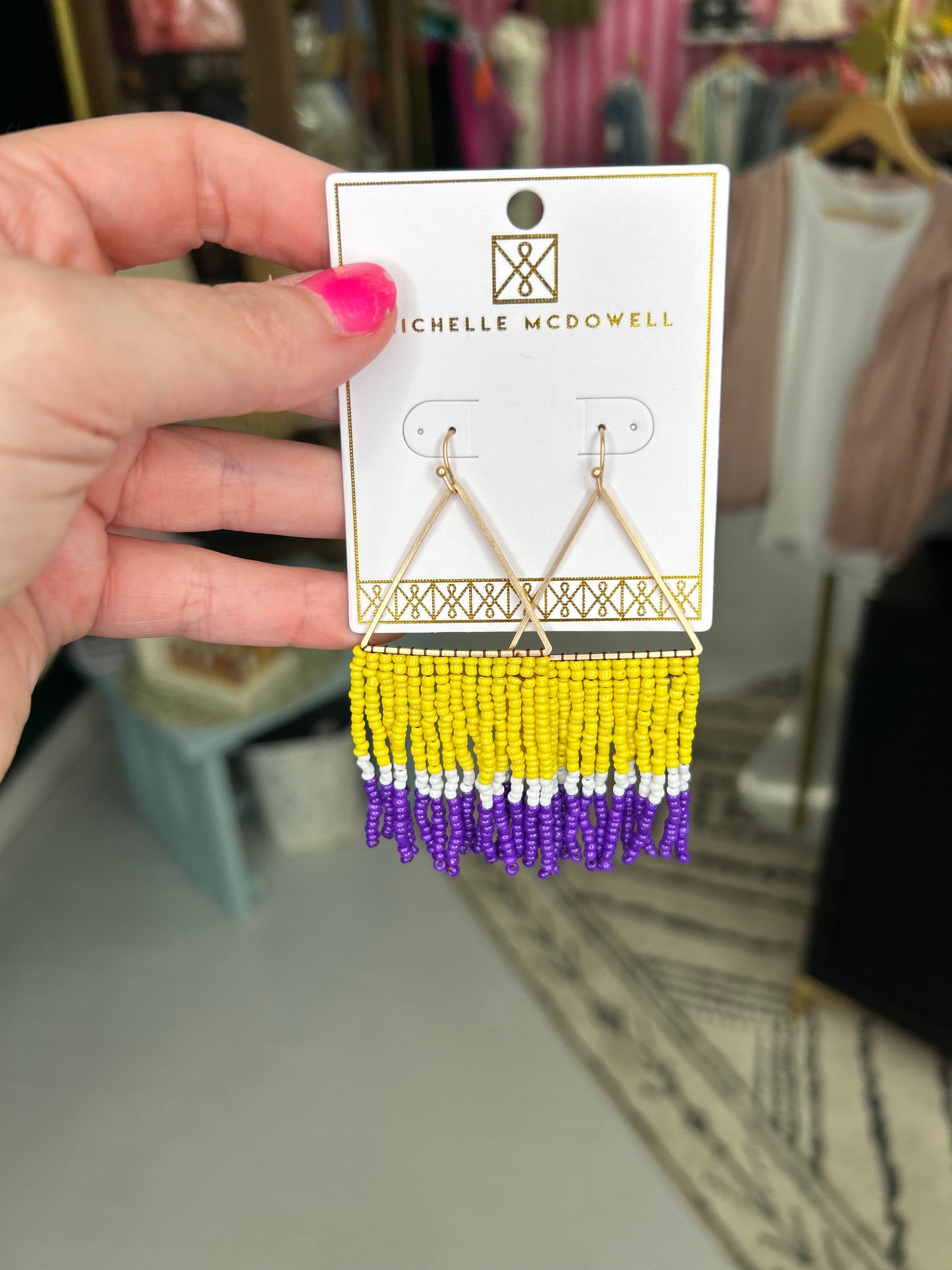 Purple/Yellow Beaded Earrings