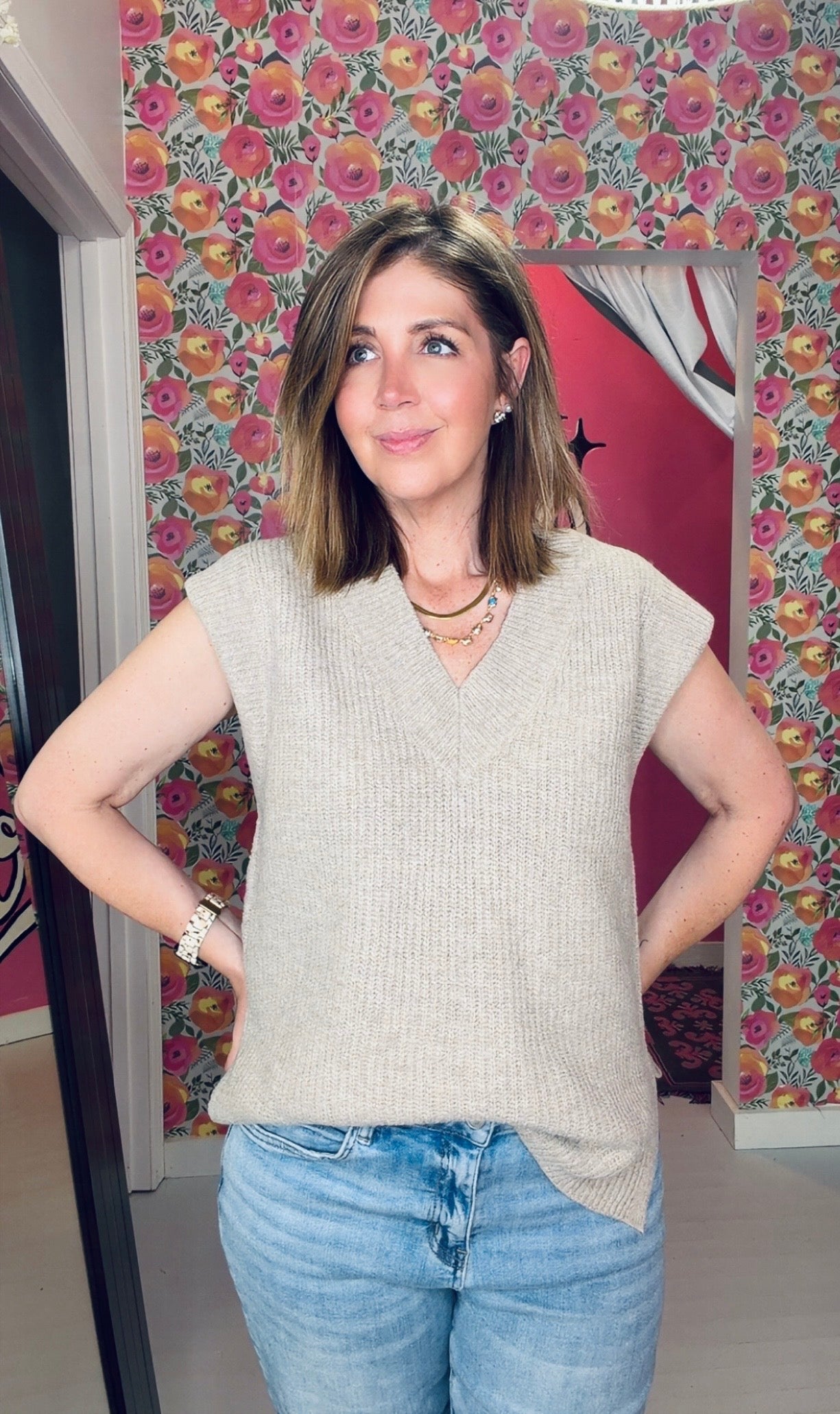 Layer Me Up Sweater Vest {Tan}