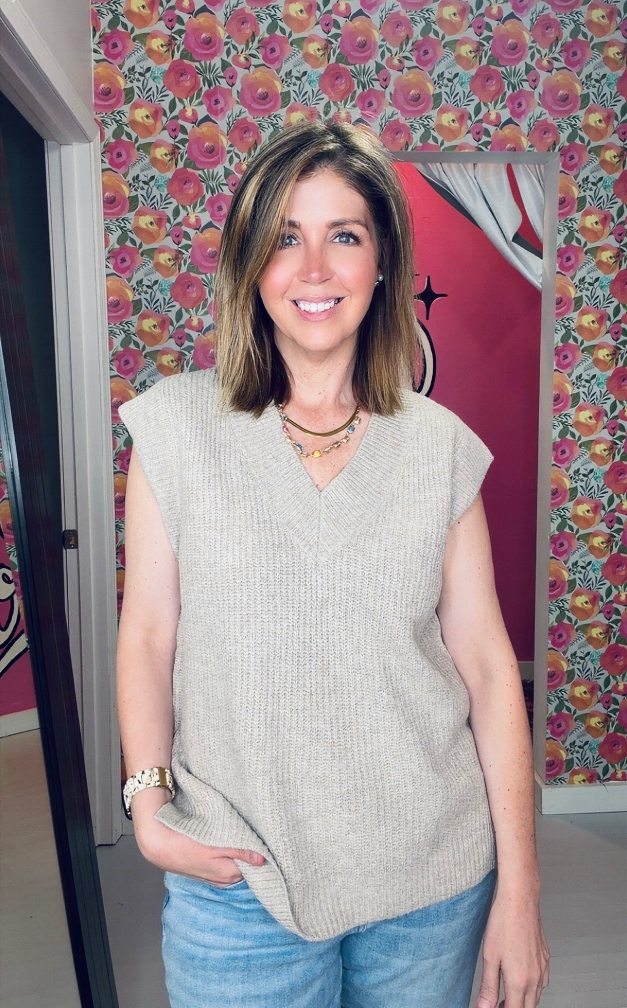 Layer Me Up Sweater Vest {Tan}
