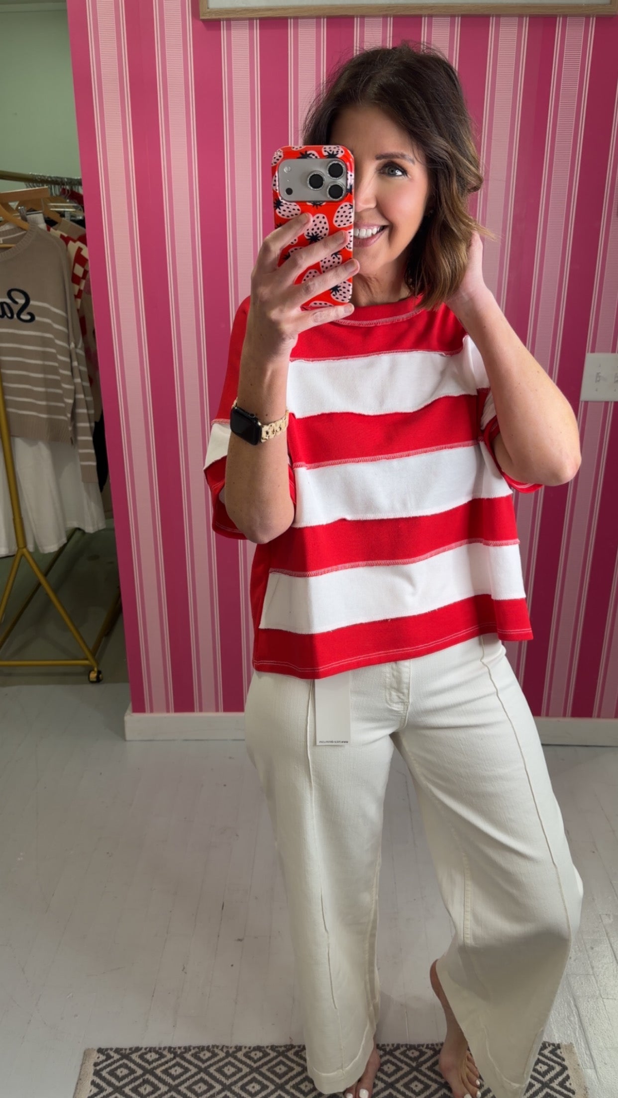 Just Might Be Striped Top {Red}