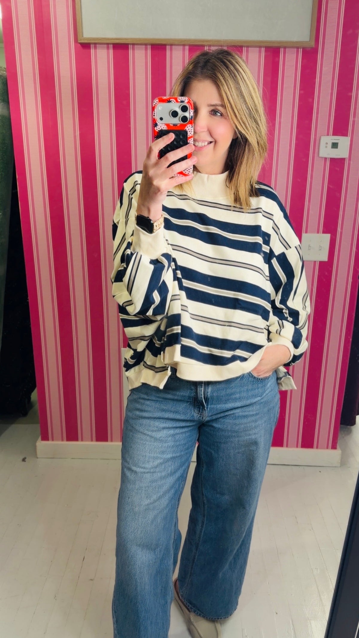 Sunday Stroll Striped Mock Neck