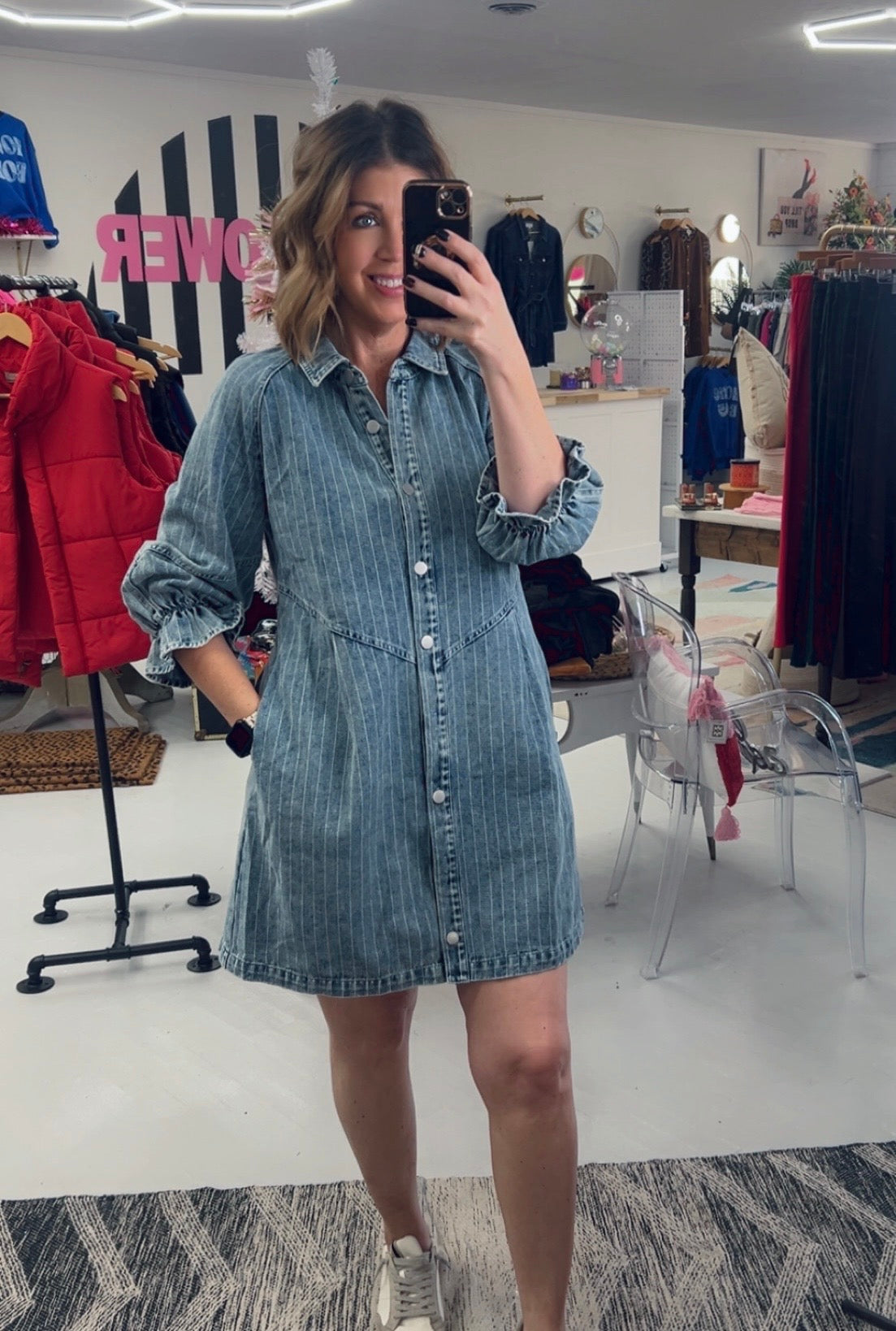 Make The Right Call Denim Dress