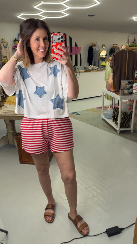 Ready To Move Striped Shorts {Red}
