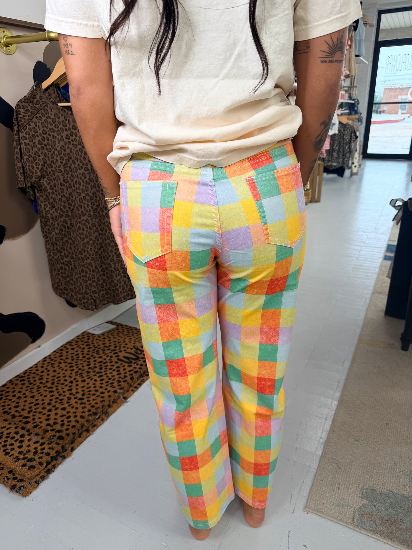 Madras Plaid Barrel Pants