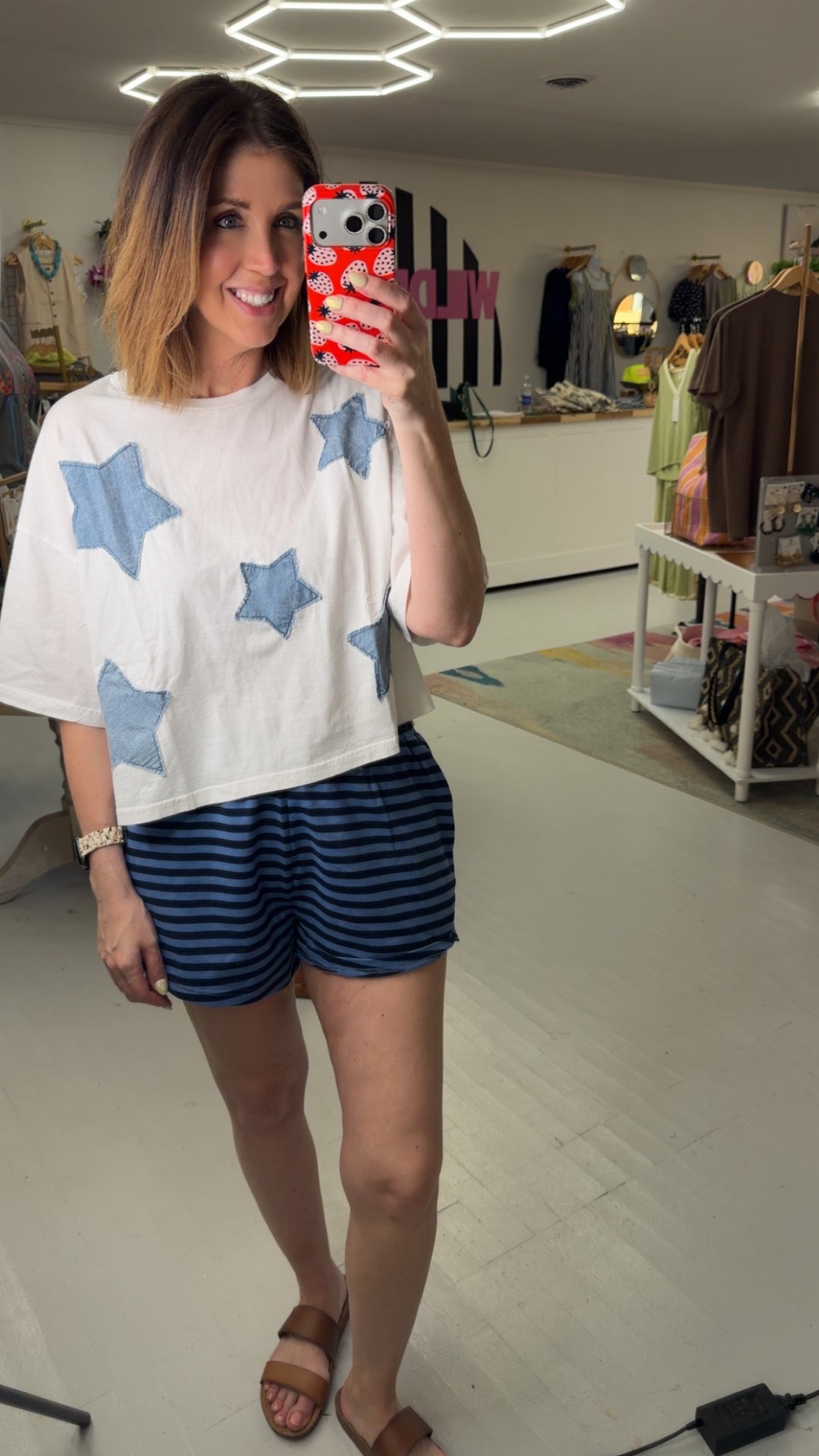 Ready To Move Striped Shorts {Blue}