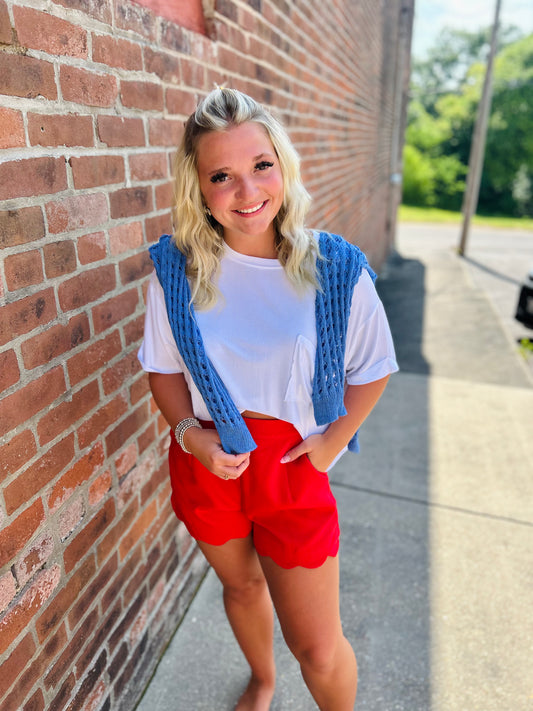 Feel The Fire Scalloped Shorts