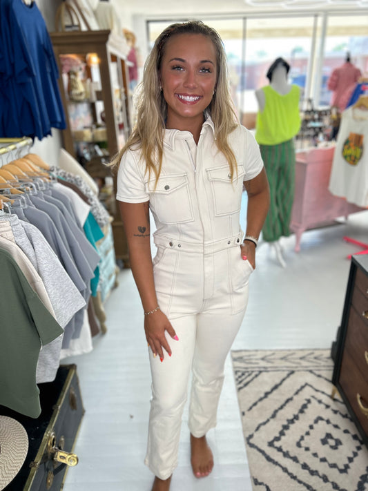 Work For It Denim Romper