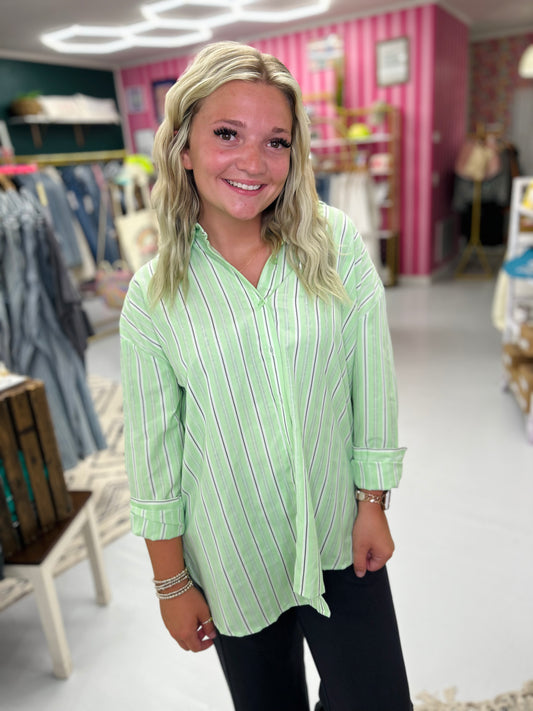 Citrus Stripe Button Up