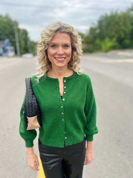 Pretty Cute Cardigan Sweater {Green}