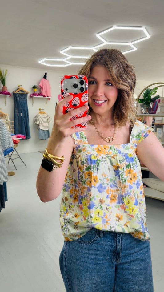 Dreamy Floral Ruffle Tank
