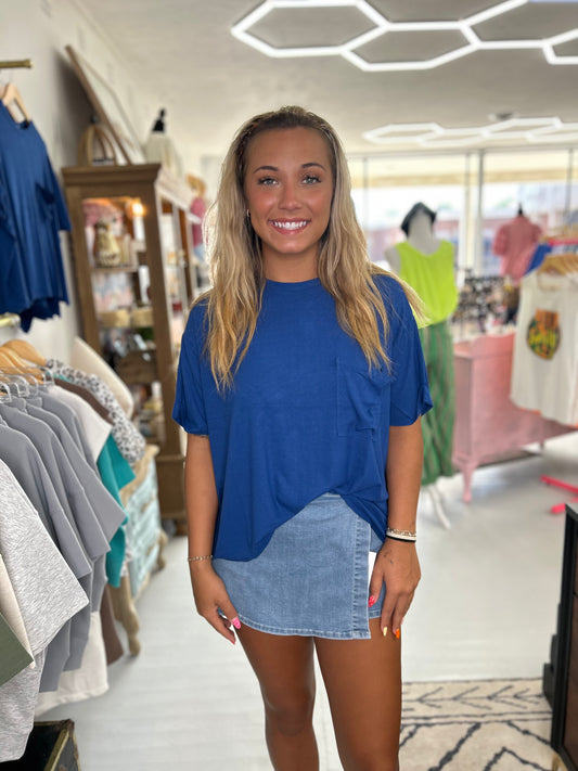 Basic Beauty Ribbed Top {Navy}