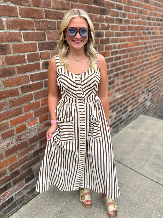 She's The One Striped Midi Dress