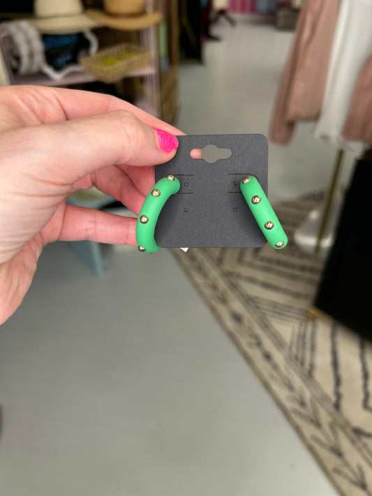 Green Studded Earrings