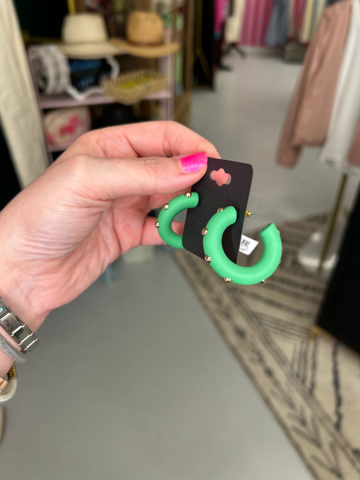 Green Studded Earrings