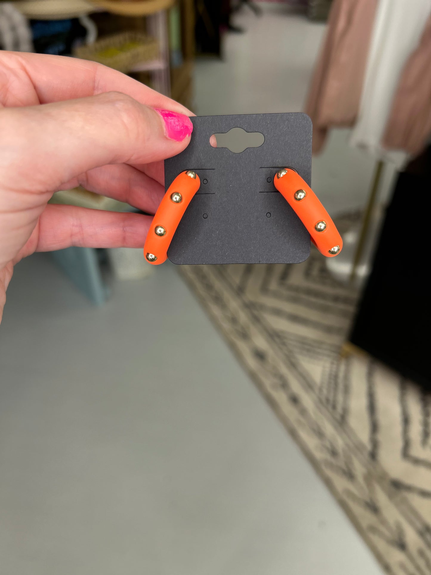 Orange Studded Earrings