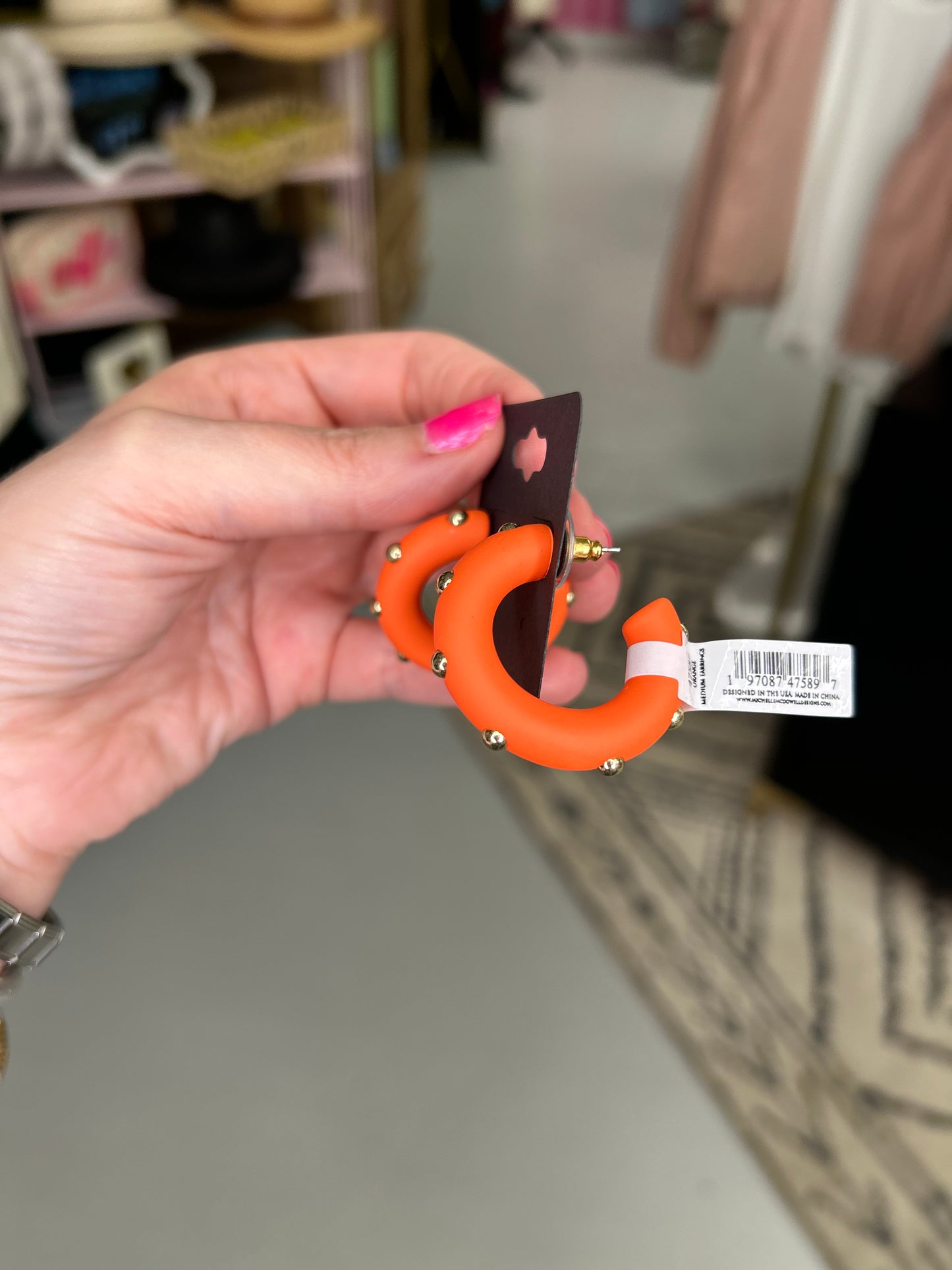 Orange Studded Earrings