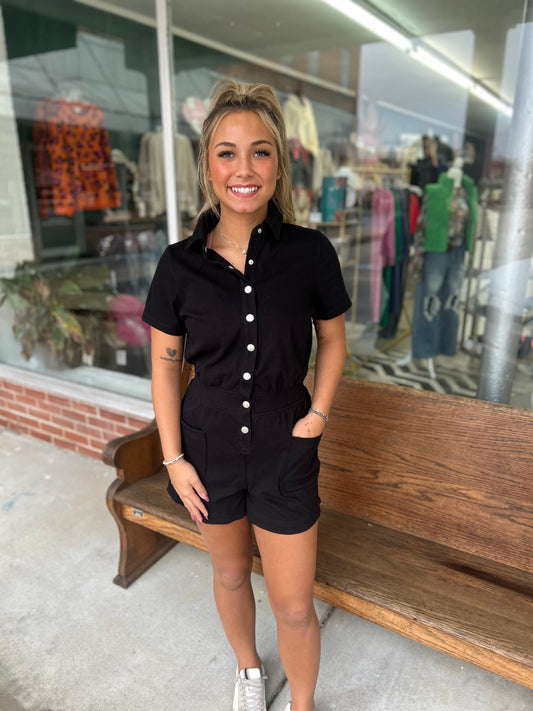 Start The Day Romper {Black}