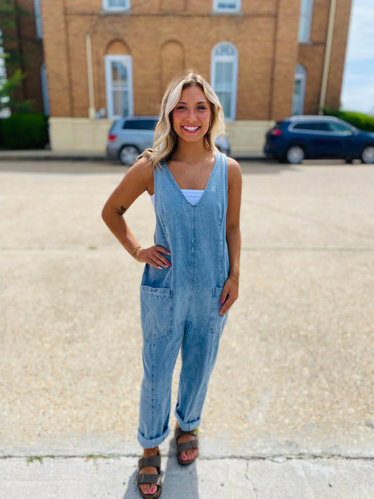 Saturday Morning Denim Romper