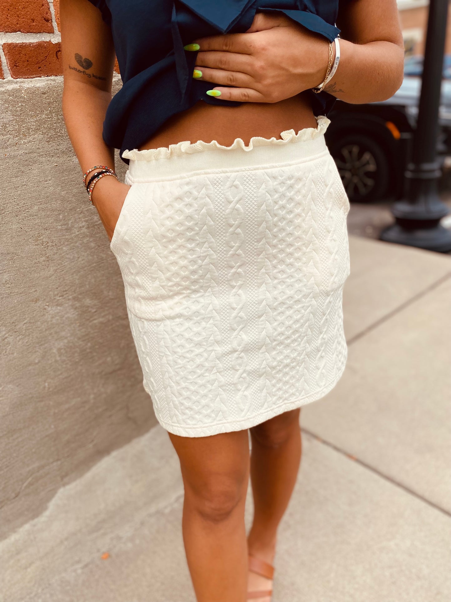 Feeling Fortunate Textured Skirt