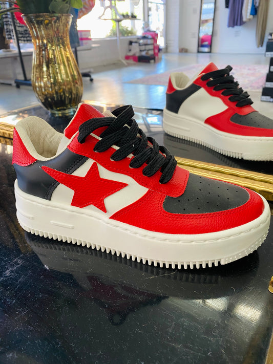 Star Sneaker {Red & Black}