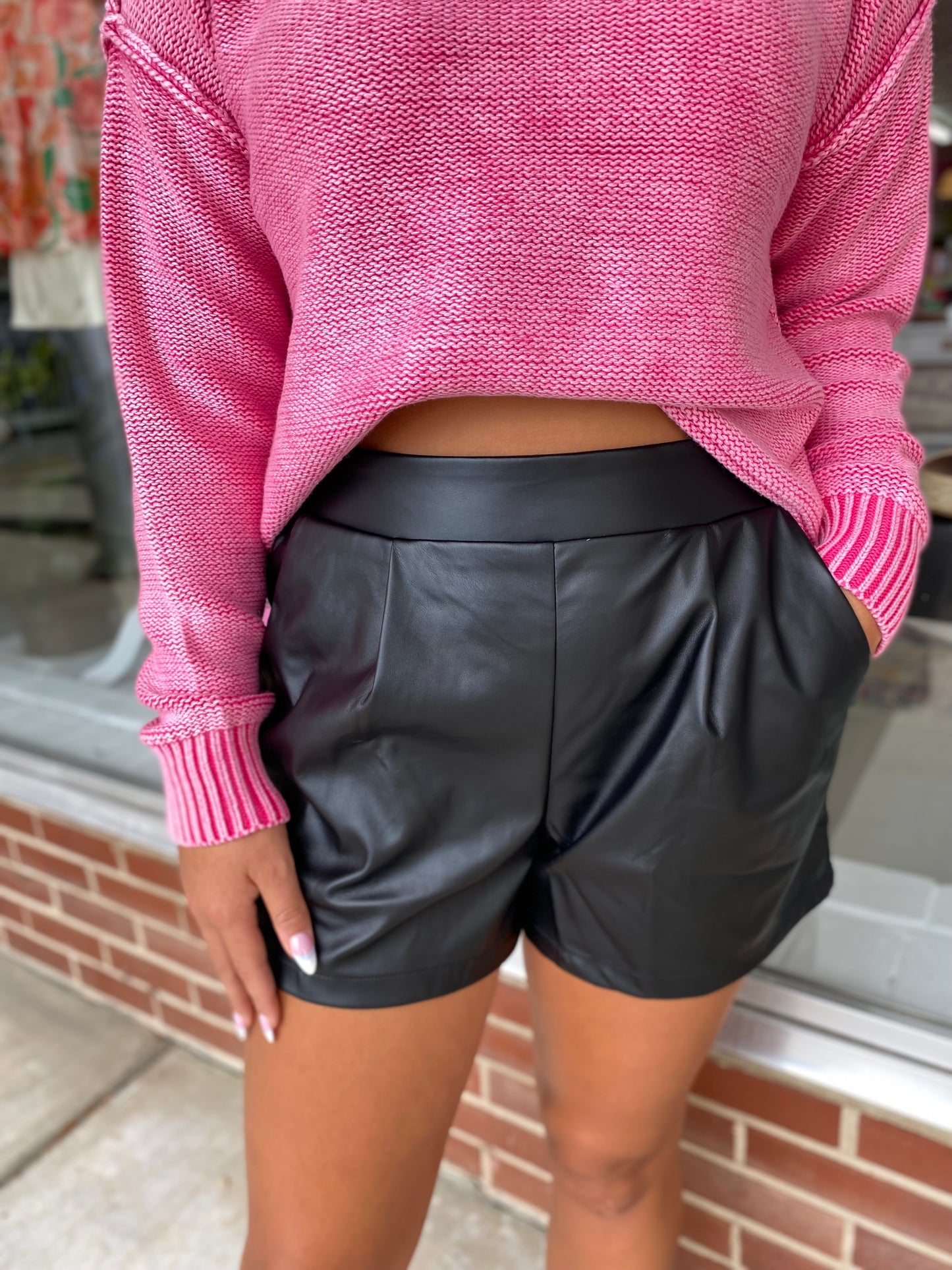 On Point Leather Shorts