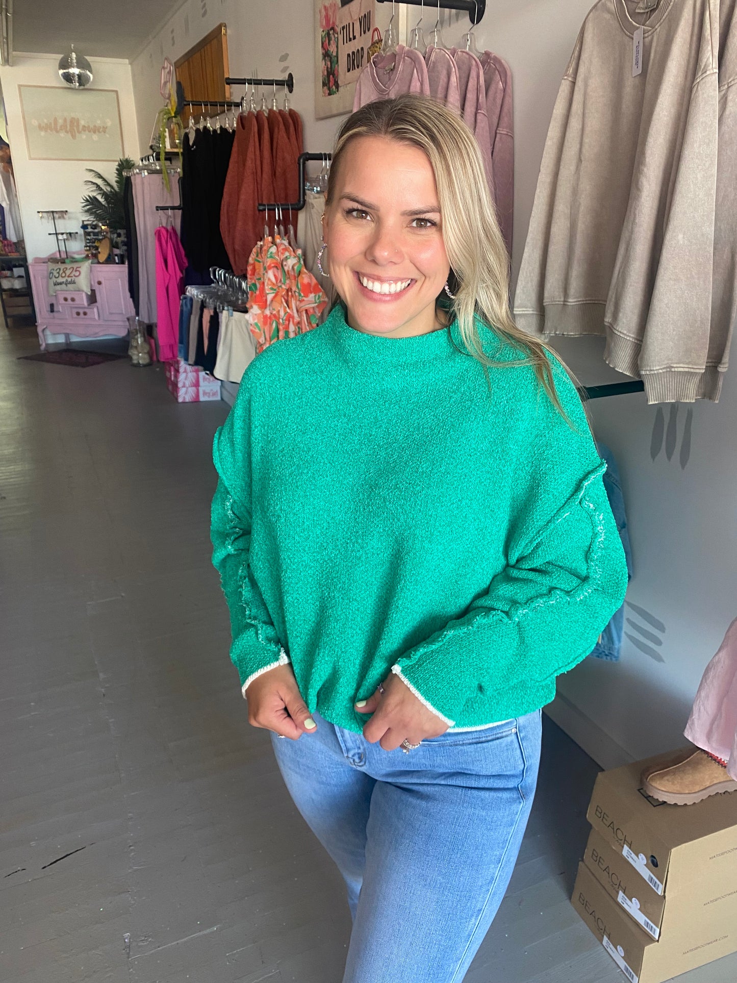 Every Moment Chenille Sweater {Green}