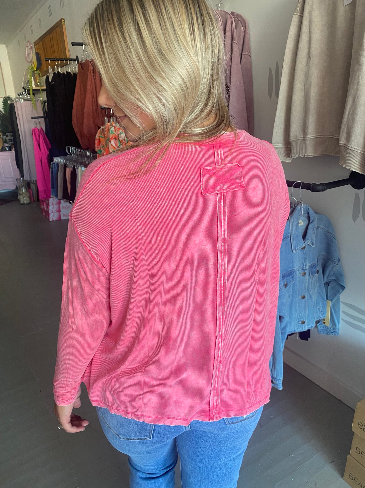 Running Around Ribbed Top {Fuchsia}